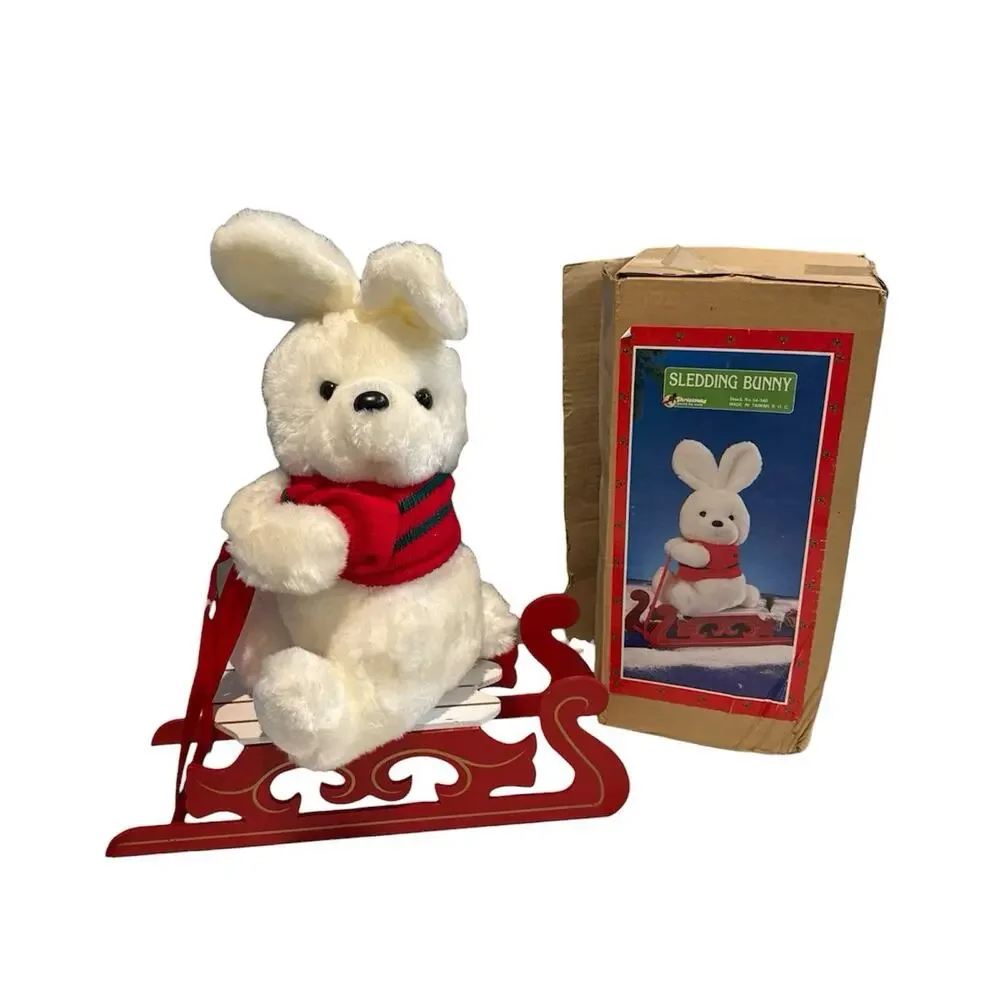 Vintage Sledding Bunny Red Sled 17